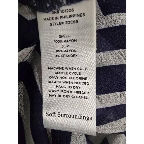 Soft Surroundings Deco Nautical Maxi Dress 2 Piece Blue White Size Large - Picture 5 of 5